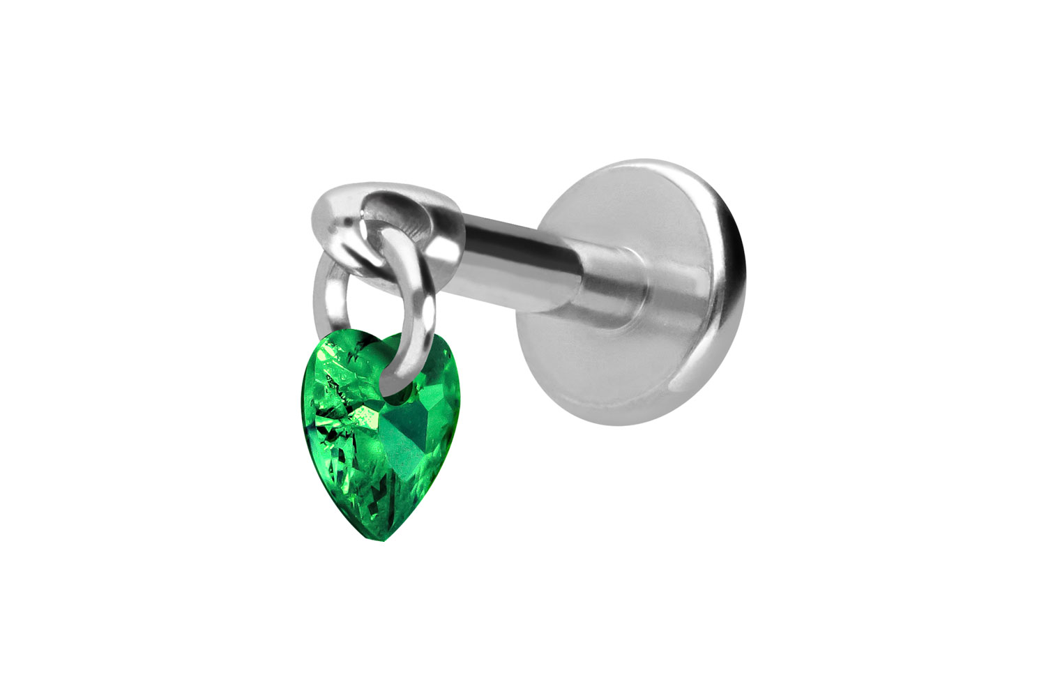 Titan Labret Piercing mit Innengewinde KRISTALLHERZ